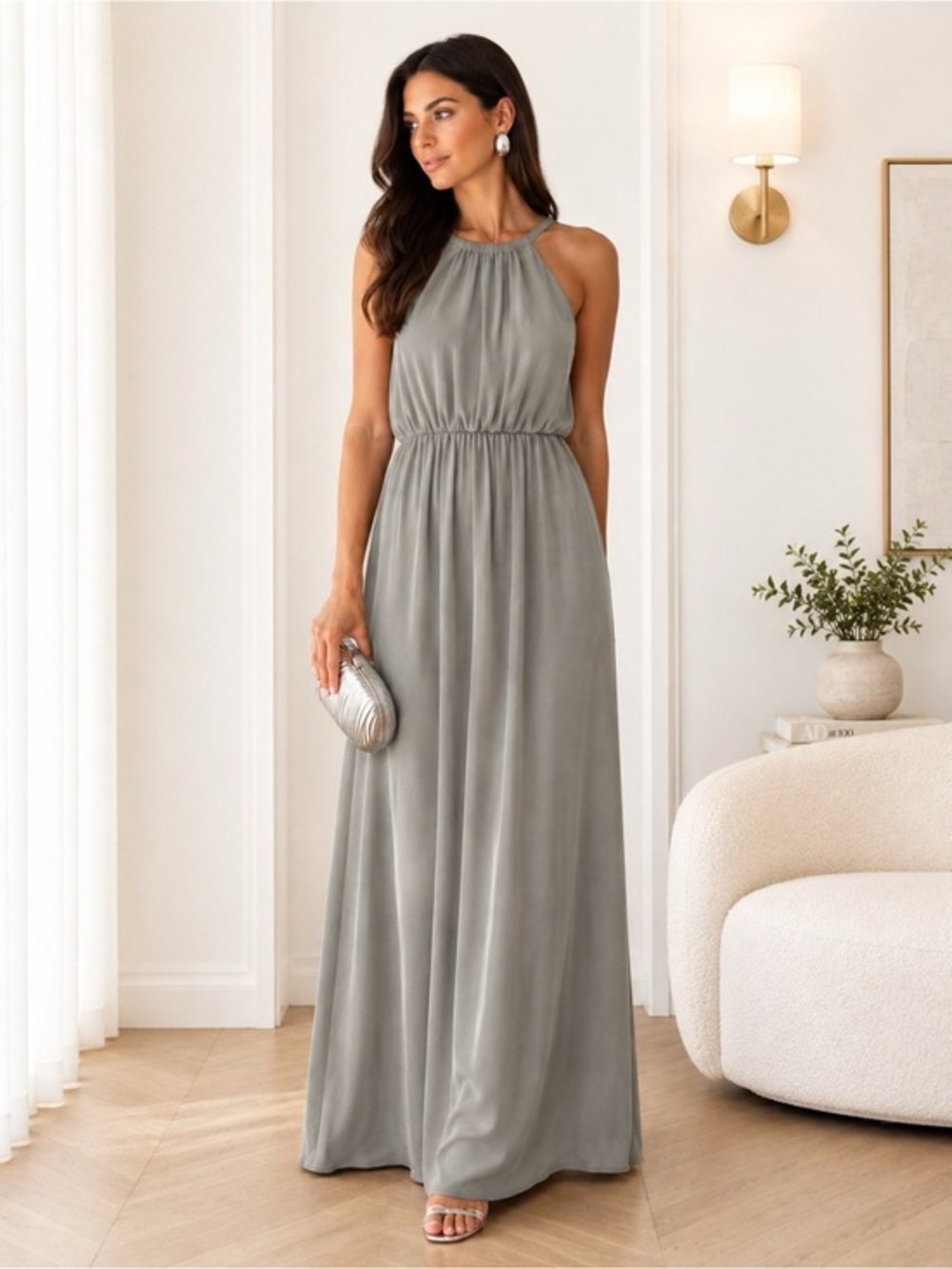 Show Me Your Mumu Amanda Elegant Romantic Backless Maxi Dress, Size Medium